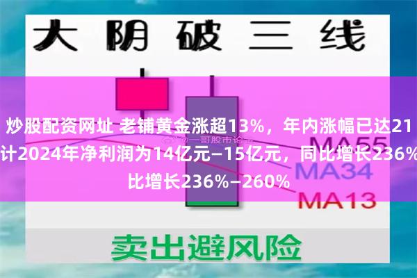 炒股配资网址 老铺黄金涨超13%，年内涨幅已达210%！预计2024年净利润为14亿元—15亿元，同比增长236%—260%